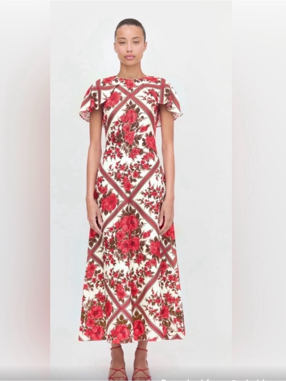 Hill House Maxi Dress in White and Red Floral Print